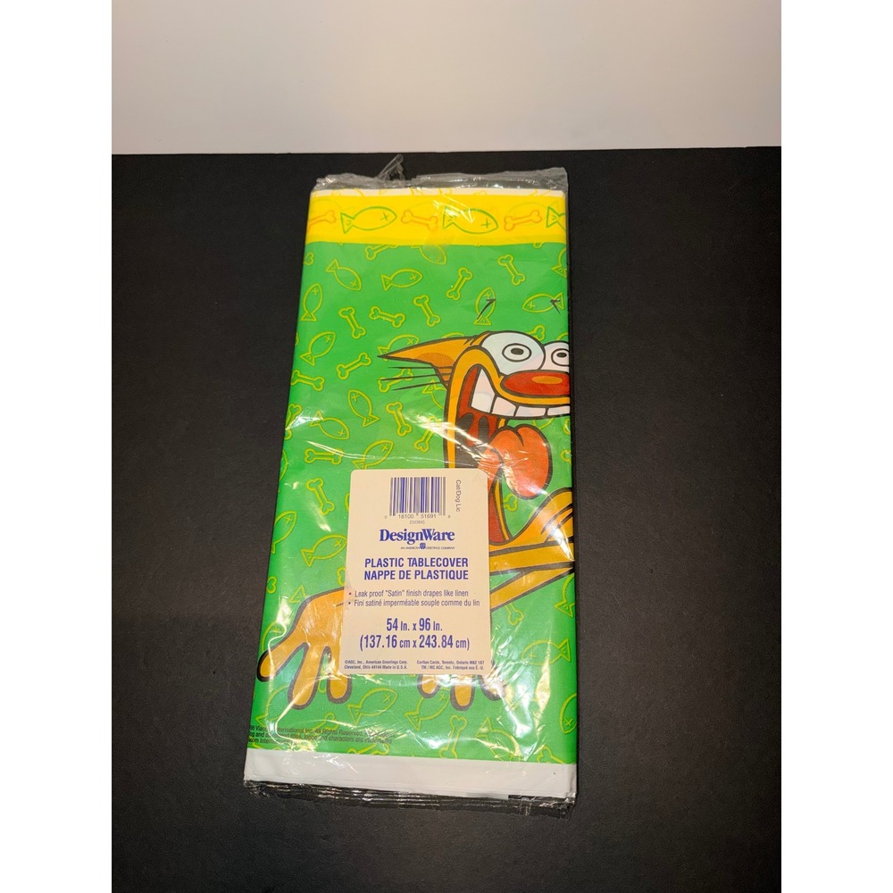Vintage 1998 CatDog Nickelodeon Plastic Tablecover DesignWare 54x96 New Green